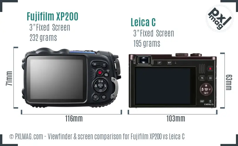 Fujifilm XP200 vs Leica C Screen and Viewfinder comparison