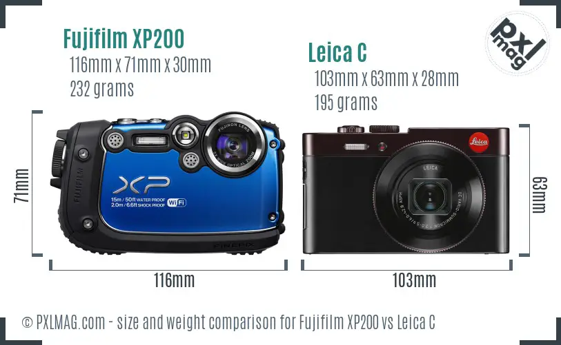 Fujifilm XP200 vs Leica C size comparison