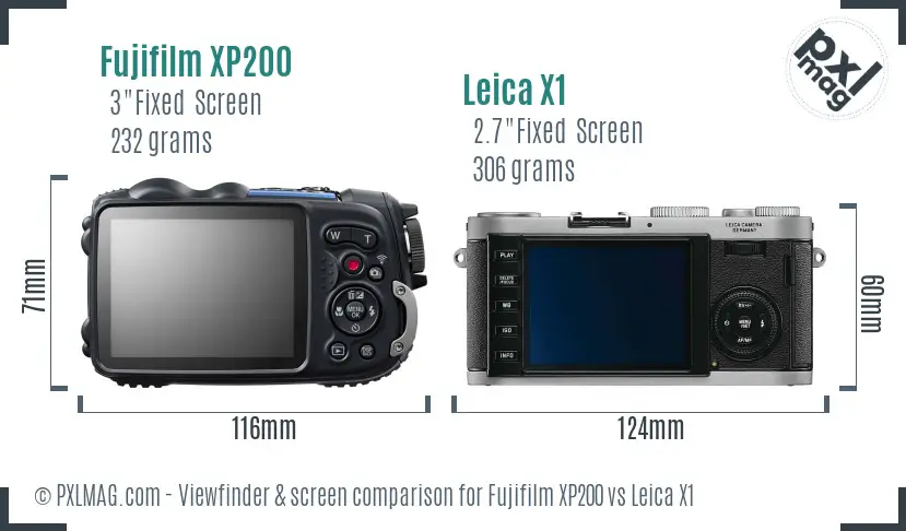Fujifilm XP200 vs Leica X1 Screen and Viewfinder comparison