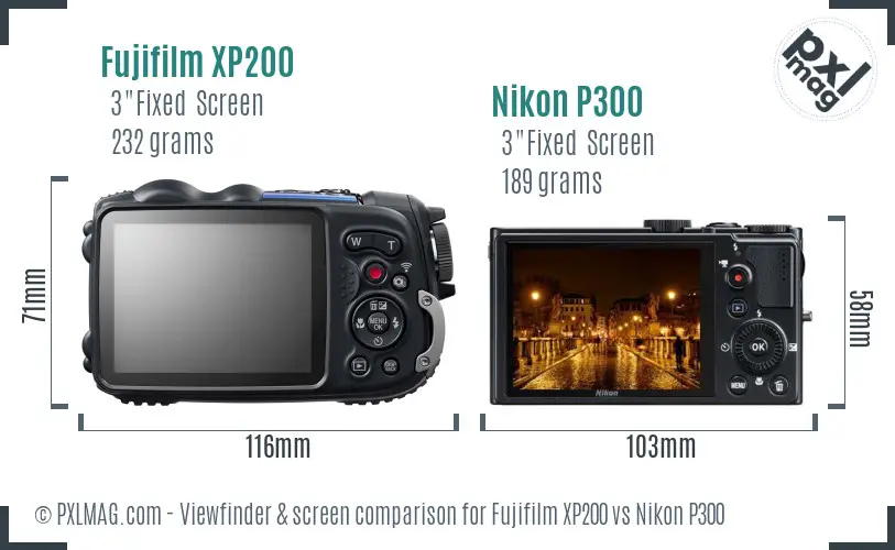 Fujifilm XP200 vs Nikon P300 Screen and Viewfinder comparison Fujifilm XP200 vs Nikon P300 Screen and Viewfinder comparison