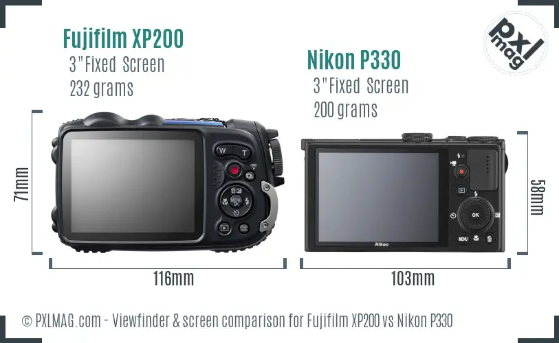 Fujifilm XP200 vs Nikon P330 Screen and Viewfinder comparison Fujifilm XP200 vs Nikon P330 Screen and Viewfinder comparison