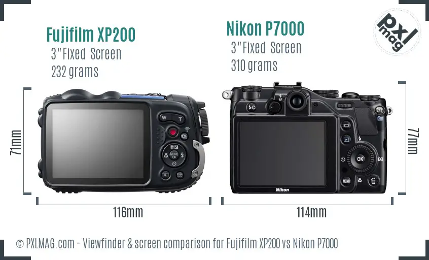Fujifilm XP200 vs Nikon P7000 Screen and Viewfinder comparison Fujifilm XP200 vs Nikon P7000 Screen and Viewfinder comparison