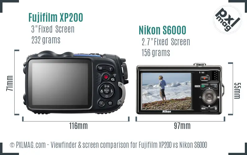 Fujifilm XP200 vs Nikon S6000 Screen and Viewfinder comparison Fujifilm XP200 vs Nikon S6000 Screen and Viewfinder comparison