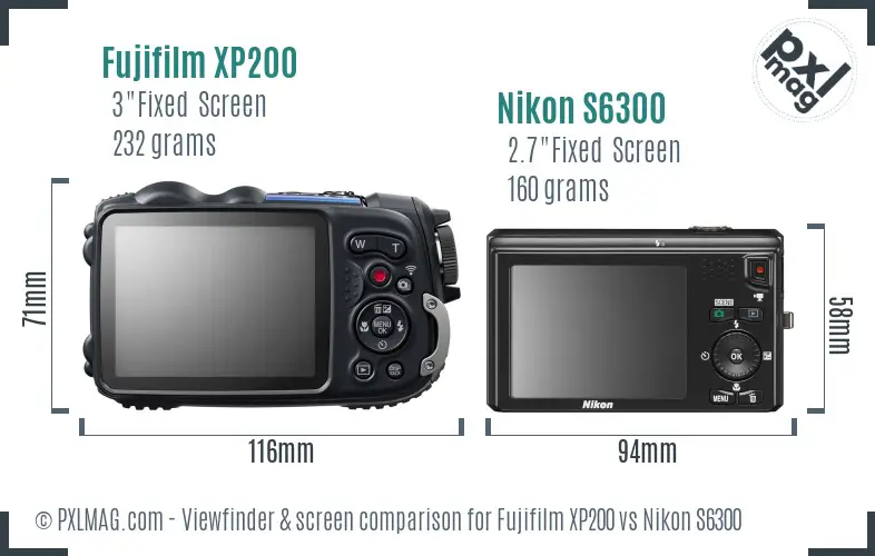 Fujifilm XP200 vs Nikon S6300 Screen and Viewfinder comparison Fujifilm XP200 vs Nikon S6300 Screen and Viewfinder comparison