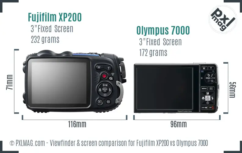 Fujifilm XP200 vs Olympus 7000 Screen and Viewfinder comparison Fujifilm XP200 vs Olympus 7000 Screen and Viewfinder comparison