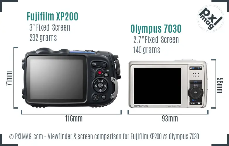 Fujifilm XP200 vs Olympus 7030 Screen and Viewfinder comparison Fujifilm XP200 vs Olympus 7030 Screen and Viewfinder comparison