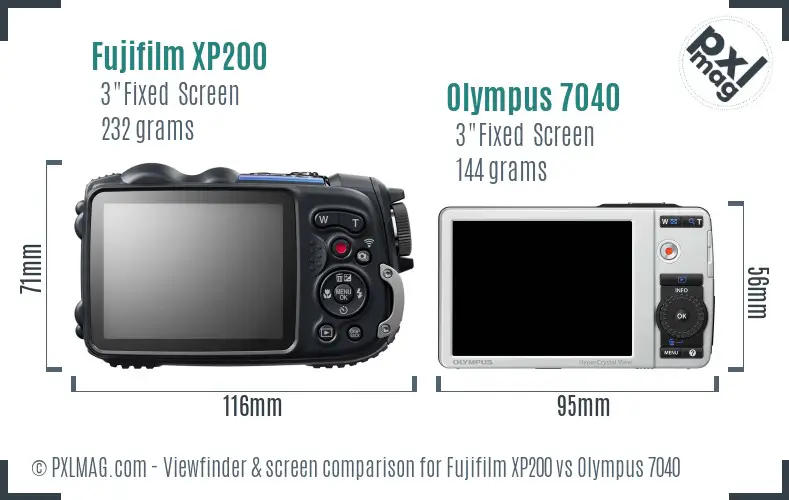 Fujifilm XP200 vs Olympus 7040 Screen and Viewfinder comparison