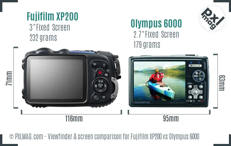 Fujifilm XP200 vs Olympus 6000 Screen and Viewfinder comparison Fujifilm XP200 vs Olympus 6000 Screen and Viewfinder comparison