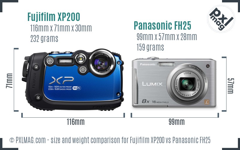 Fujifilm XP200 vs Panasonic FH25 size comparison Fujifilm XP200 vs Panasonic FH25 size comparison