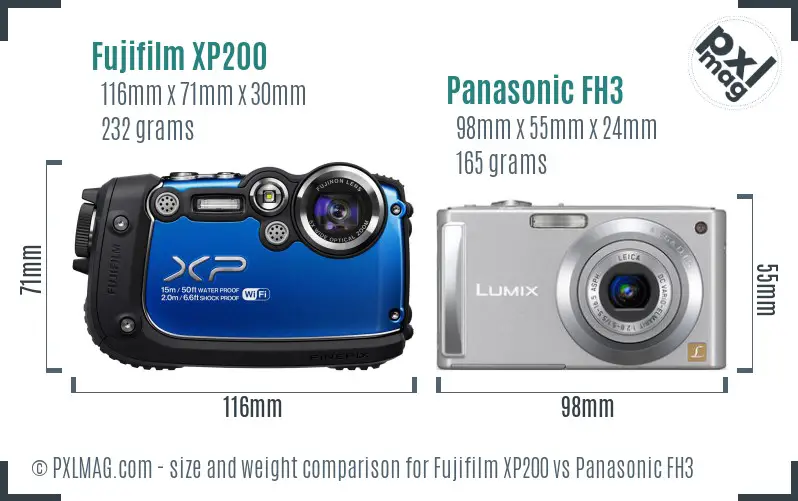 Fujifilm XP200 vs Panasonic FH3 size comparison Fujifilm XP200 vs Panasonic FH3 size comparison