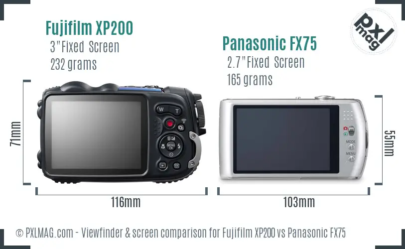 Fujifilm XP200 vs Panasonic FX75 Screen and Viewfinder comparison Fujifilm XP200 vs Panasonic FX75 Screen and Viewfinder comparison