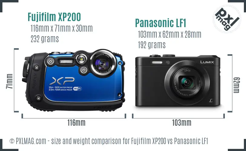 Fujifilm XP200 vs Panasonic LF1 size comparison