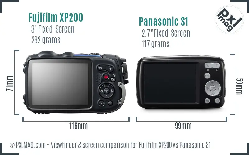 Fujifilm XP200 vs Panasonic S1 Screen and Viewfinder comparison Fujifilm XP200 vs Panasonic S1 Screen and Viewfinder comparison
