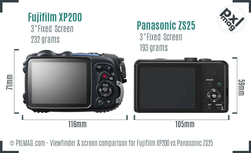 Fujifilm XP200 vs Panasonic ZS25 Screen and Viewfinder comparison Fujifilm XP200 vs Panasonic ZS25 Screen and Viewfinder comparison