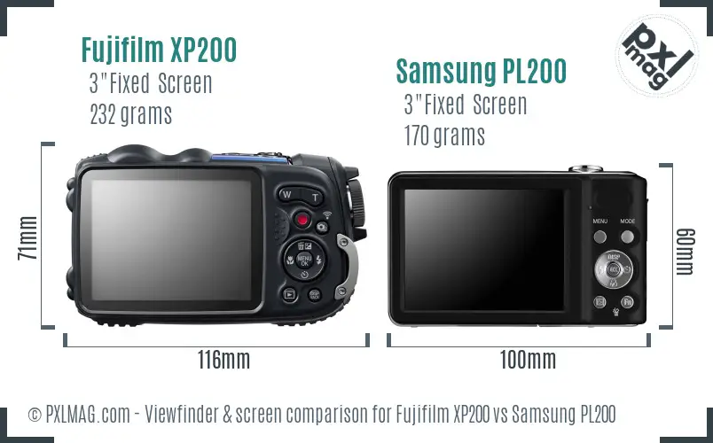Fujifilm XP200 vs Samsung PL200 Screen and Viewfinder comparison Fujifilm XP200 vs Samsung PL200 Screen and Viewfinder comparison