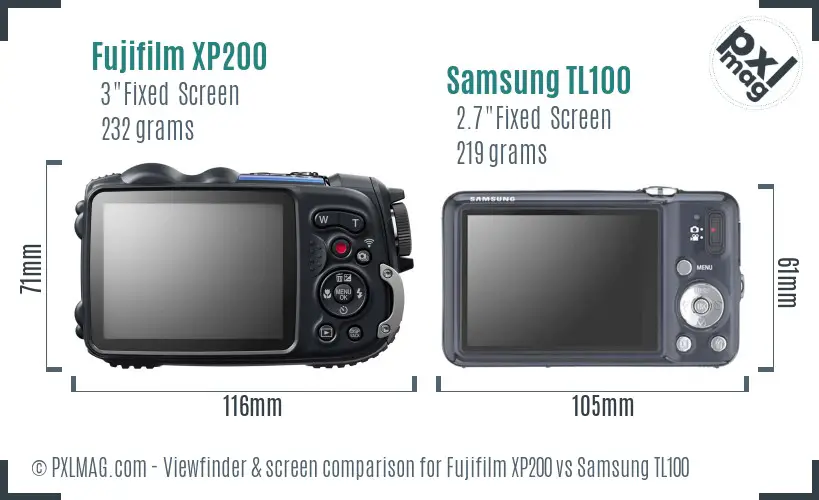 Fujifilm XP200 vs Samsung TL100 Screen and Viewfinder comparison Fujifilm XP200 vs Samsung TL100 Screen and Viewfinder comparison