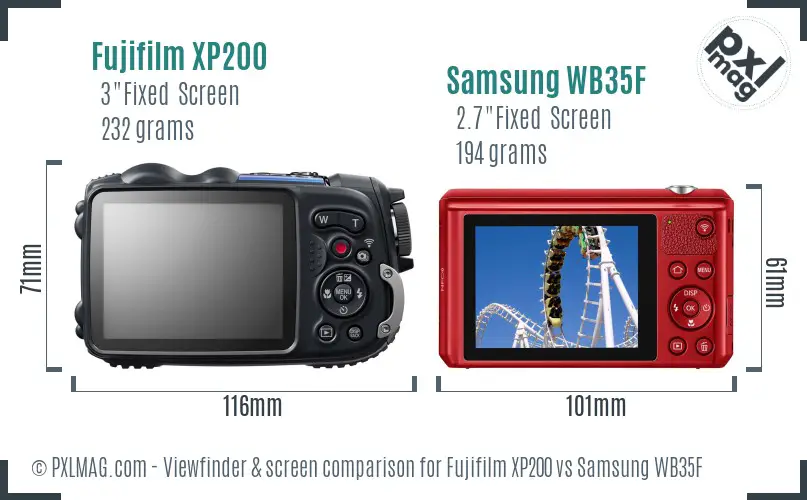 Fujifilm XP200 vs Samsung WB35F Screen and Viewfinder comparison Fujifilm XP200 vs Samsung WB35F Screen and Viewfinder comparison