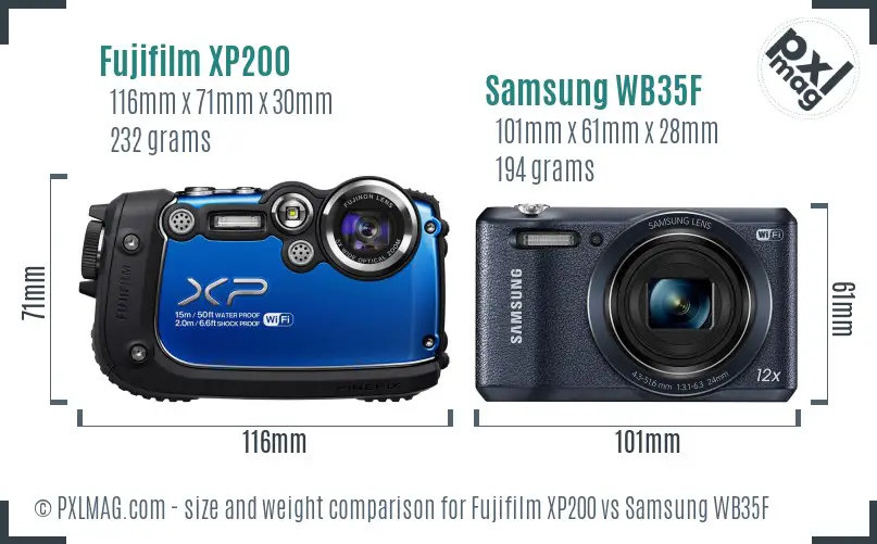 Fujifilm XP200 vs Samsung WB35F size comparison Fujifilm XP200 vs Samsung WB35F size comparison