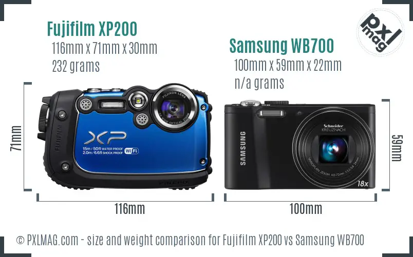 Fujifilm XP200 vs Samsung WB700 size comparison Fujifilm XP200 vs Samsung WB700 size comparison