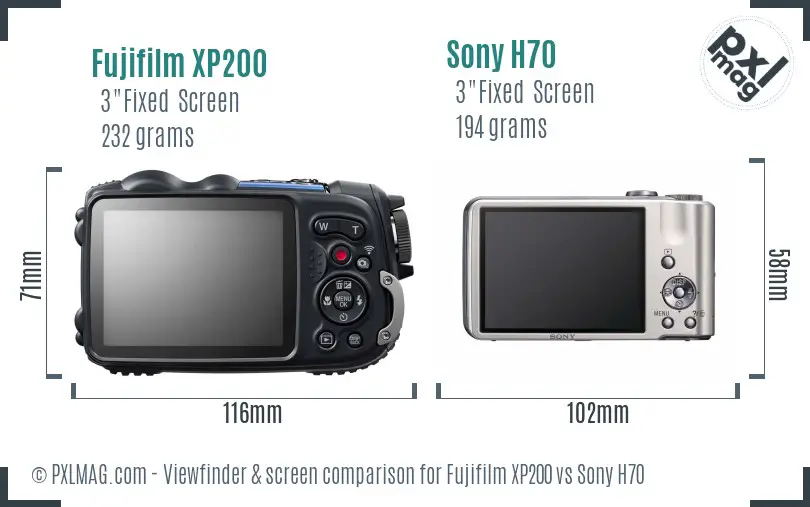 Fujifilm XP200 vs Sony H70 Screen and Viewfinder comparison Fujifilm XP200 vs Sony H70 Screen and Viewfinder comparison