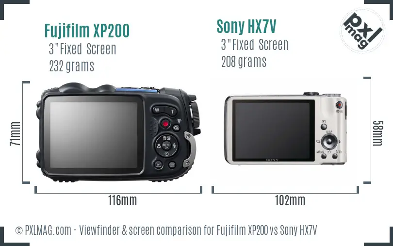 Fujifilm XP200 vs Sony HX7V Screen and Viewfinder comparison Fujifilm XP200 vs Sony HX7V Screen and Viewfinder comparison