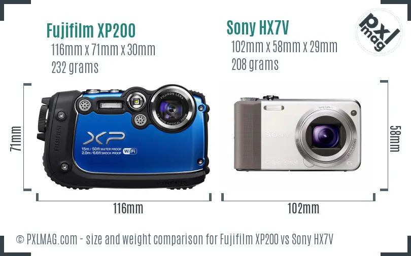 Fujifilm XP200 vs Sony HX7V size comparison Fujifilm XP200 vs Sony HX7V size comparison