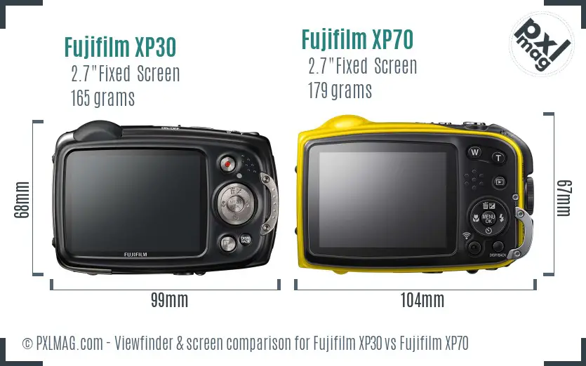 Fujifilm XP30 vs Fujifilm XP70 Screen and Viewfinder comparison