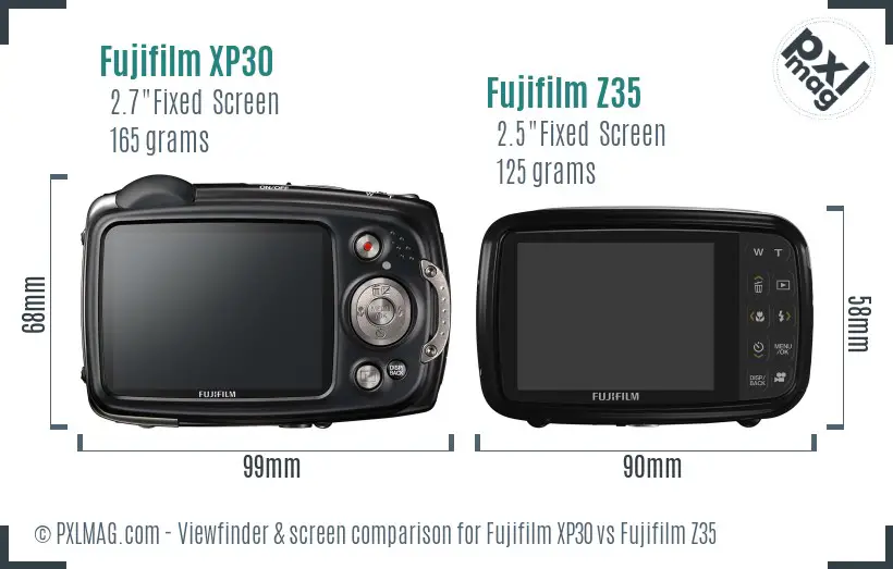 Fujifilm XP30 vs Fujifilm Z35 Screen and Viewfinder comparison