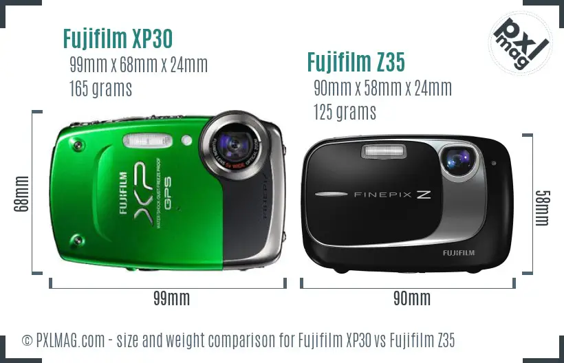 Fujifilm XP30 vs Fujifilm Z35 size comparison