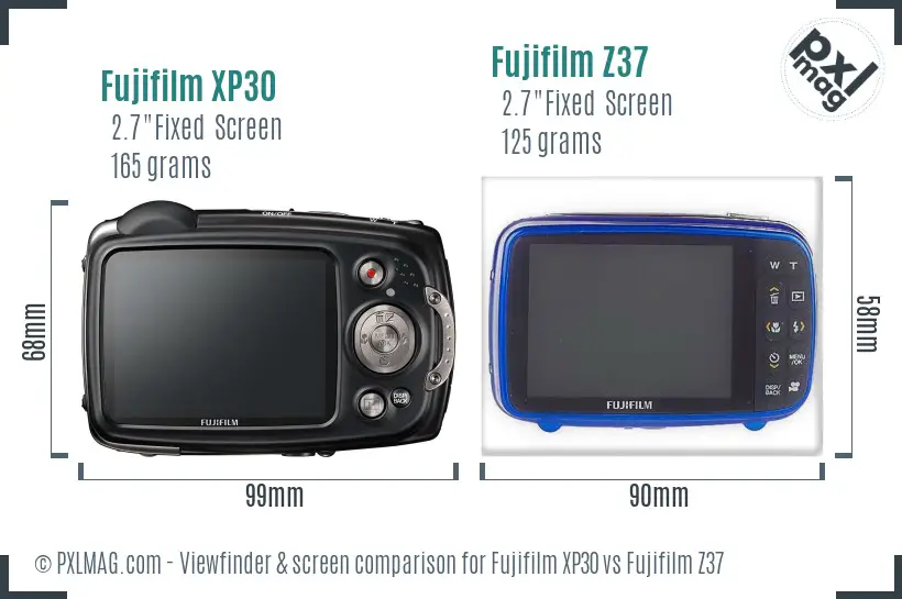 Fujifilm XP30 vs Fujifilm Z37 Screen and Viewfinder comparison