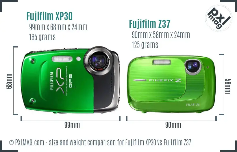 Fujifilm XP30 vs Fujifilm Z37 size comparison