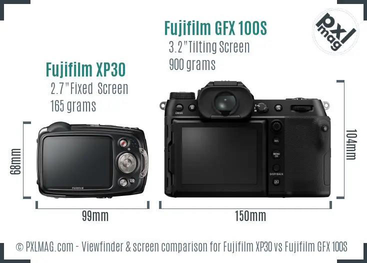 Fujifilm XP30 vs Fujifilm GFX 100S Screen and Viewfinder comparison Fujifilm XP30 vs Fujifilm GFX 100S Screen and Viewfinder comparison