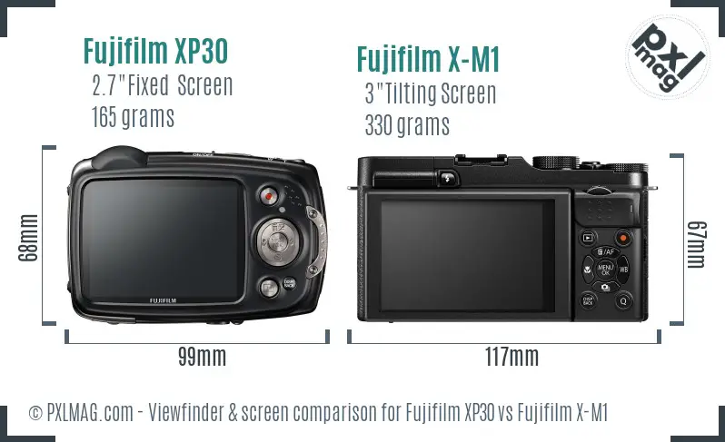 Fujifilm XP30 vs Fujifilm X-M1 Screen and Viewfinder comparison