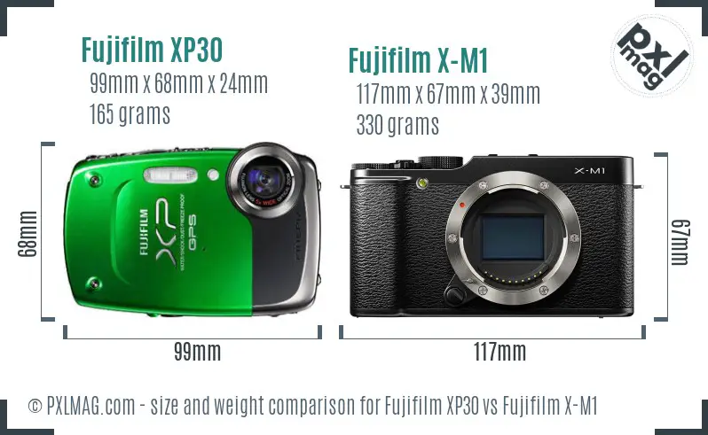 Fujifilm XP30 vs Fujifilm X-M1 size comparison