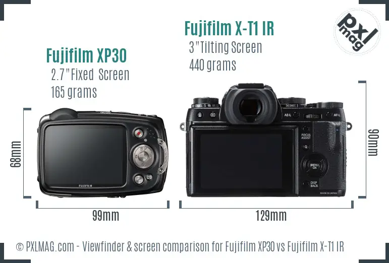 Fujifilm XP30 vs Fujifilm X-T1 IR Screen and Viewfinder comparison