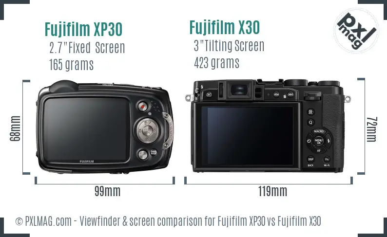 Fujifilm XP30 vs Fujifilm X30 Screen and Viewfinder comparison Fujifilm XP30 vs Fujifilm X30 Screen and Viewfinder comparison