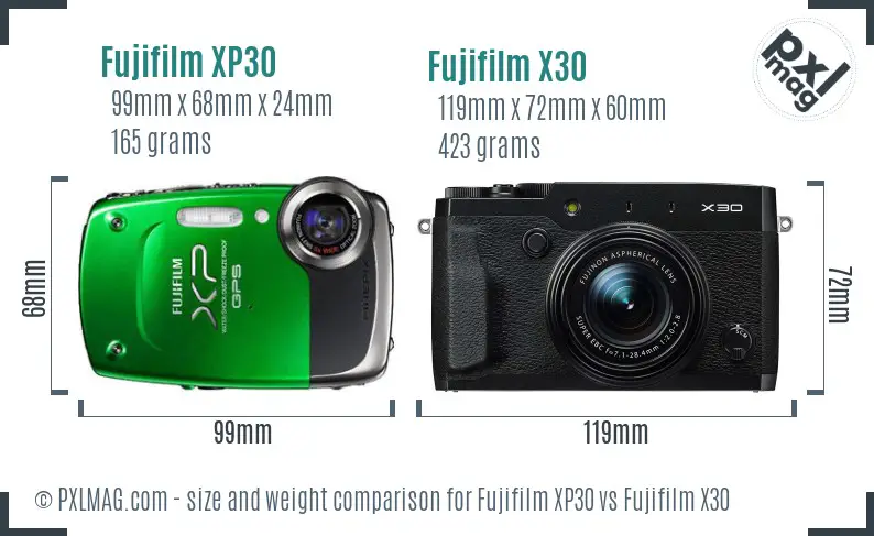 Fujifilm XP30 vs Fujifilm X30 size comparison Fujifilm XP30 vs Fujifilm X30 size comparison