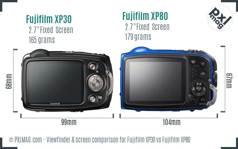 Fujifilm XP30 vs Fujifilm XP80 Screen and Viewfinder comparison