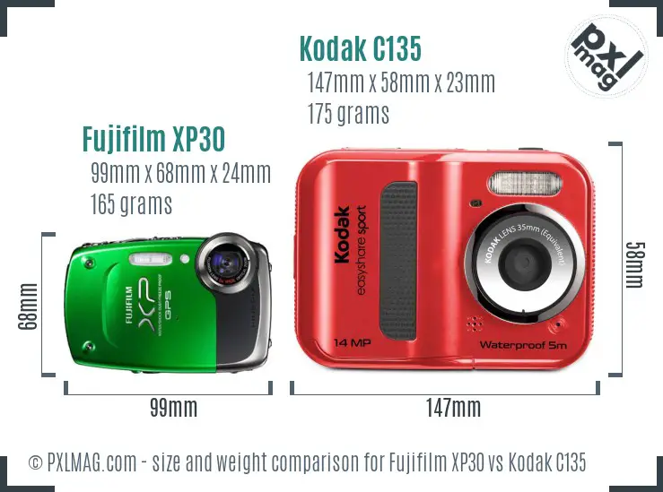 Fujifilm XP30 vs Kodak C135 size comparison