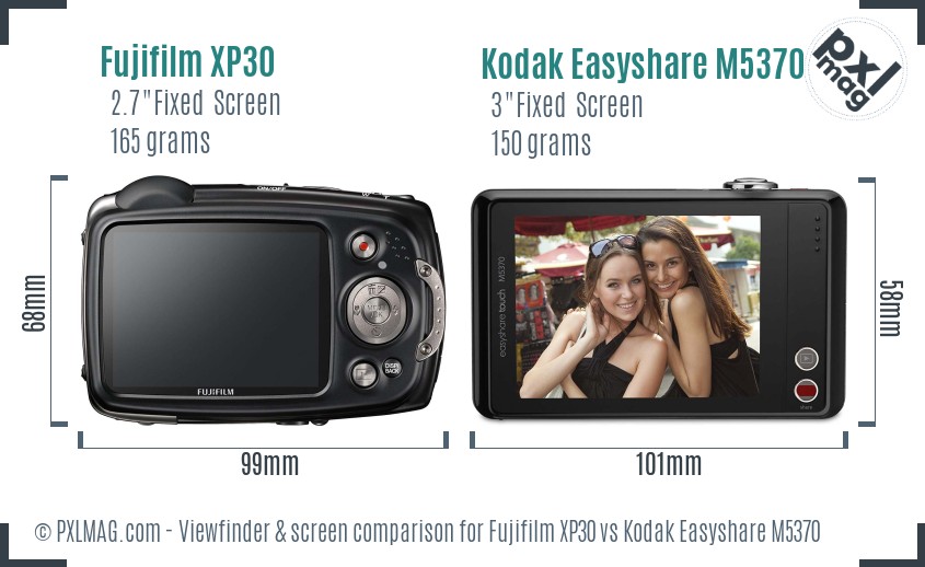 Fujifilm XP30 vs Kodak Easyshare M5370 Screen and Viewfinder comparison