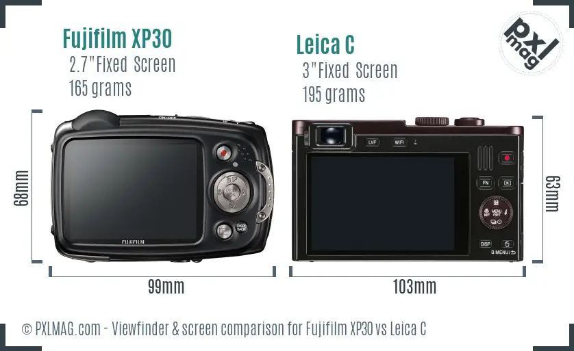 Fujifilm XP30 vs Leica C Screen and Viewfinder comparison