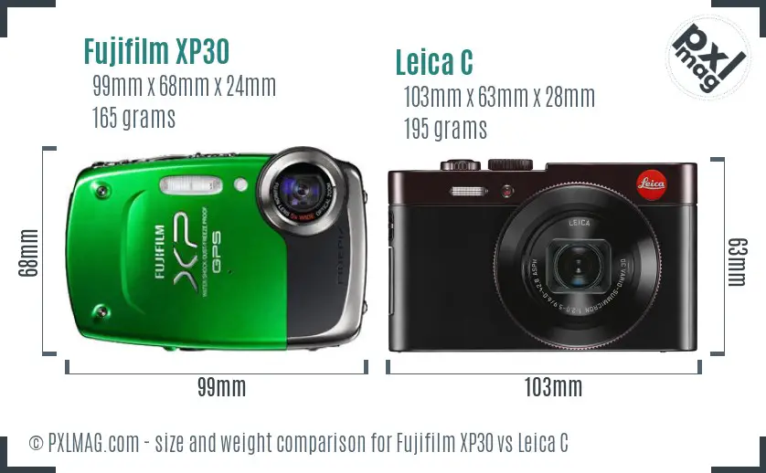 Fujifilm XP30 vs Leica C size comparison