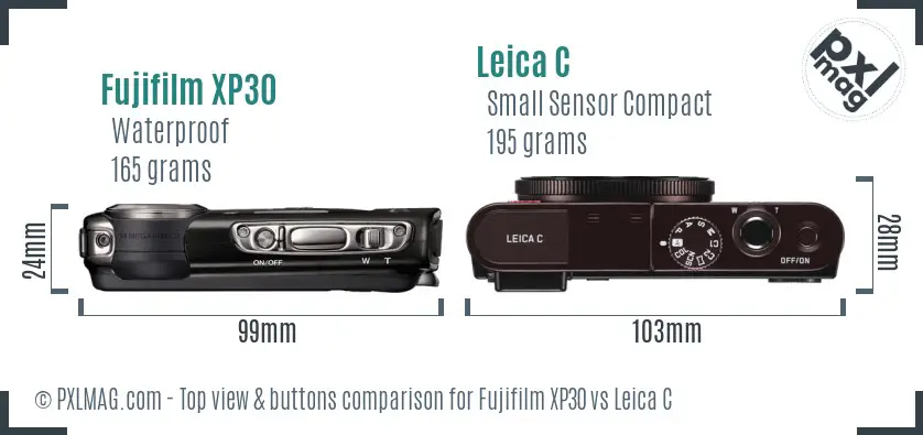 Fujifilm XP30 vs Leica C top view buttons comparison
