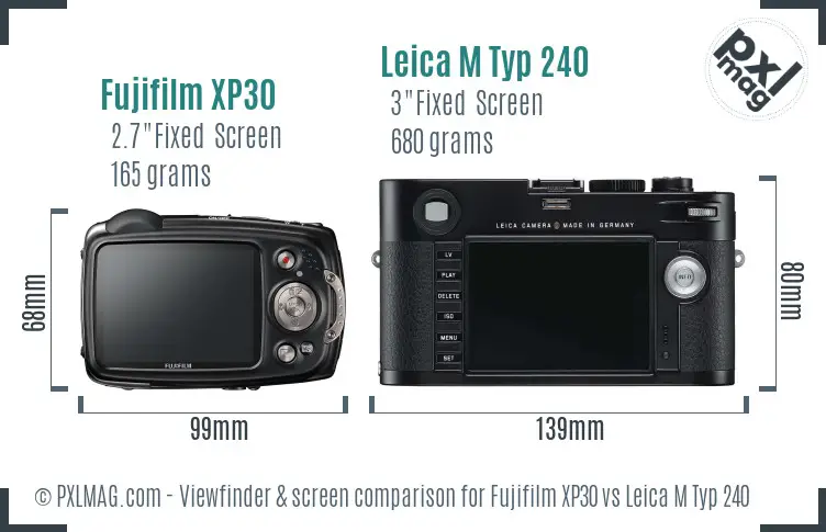 Fujifilm XP30 vs Leica M Typ 240 Screen and Viewfinder comparison