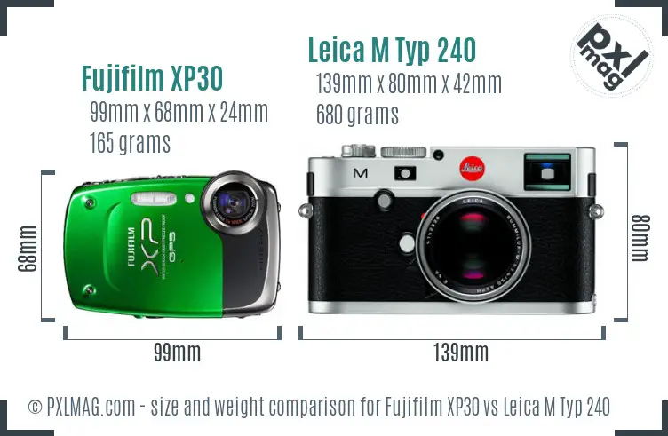 Fujifilm XP30 vs Leica M Typ 240 size comparison