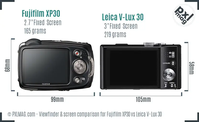 Fujifilm XP30 vs Leica V-Lux 30 Screen and Viewfinder comparison
