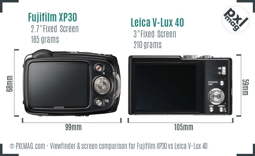 Fujifilm XP30 vs Leica V-Lux 40 Screen and Viewfinder comparison