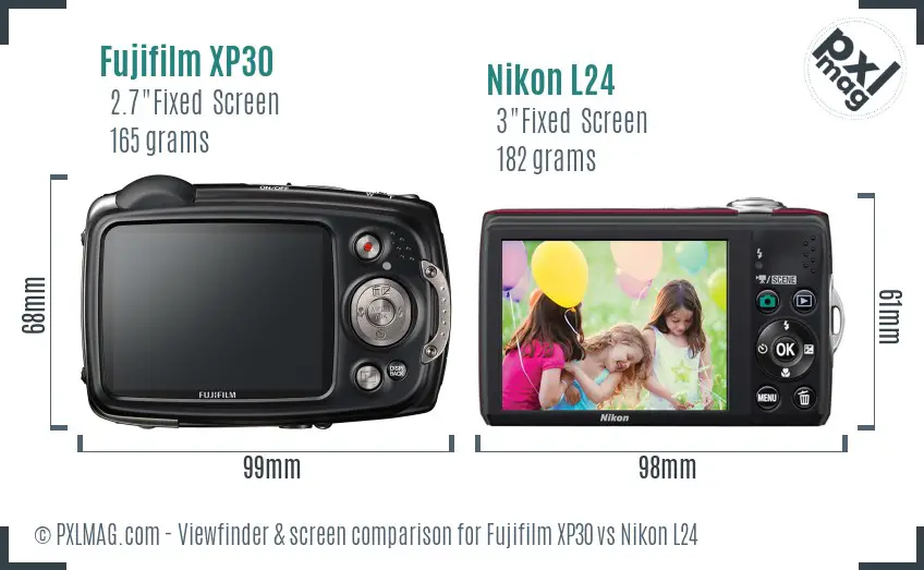 Fujifilm XP30 vs Nikon L24 Screen and Viewfinder comparison Fujifilm XP30 vs Nikon L24 Screen and Viewfinder comparison