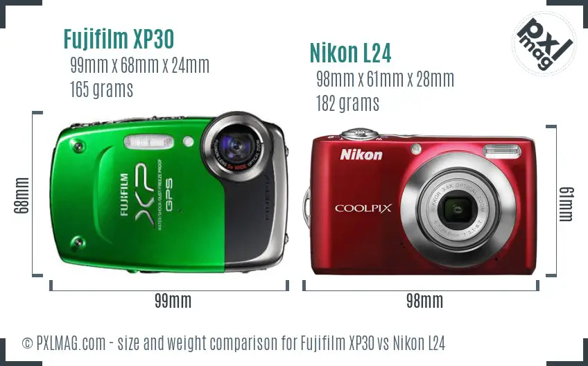 Fujifilm XP30 vs Nikon L24 size comparison Fujifilm XP30 vs Nikon L24 size comparison