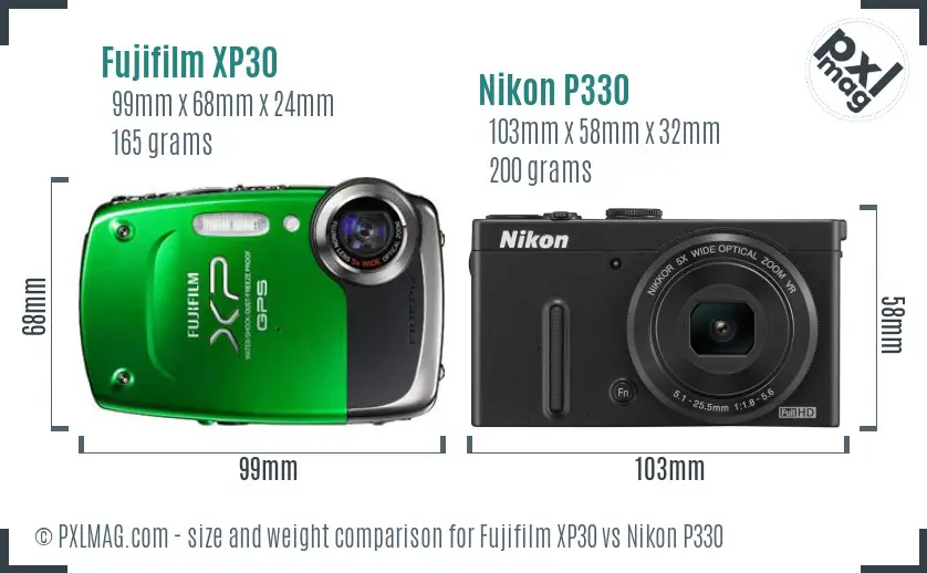 Fujifilm XP30 vs Nikon P330 size comparison Fujifilm XP30 vs Nikon P330 size comparison